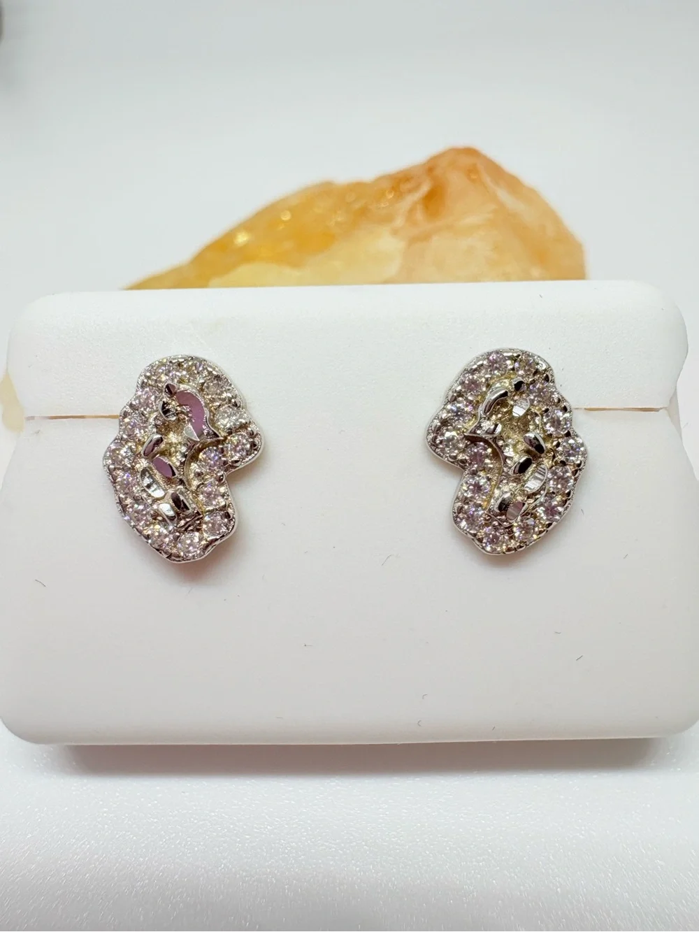 Sterling Silver Nugget Design and Moissanite Stud Earrings